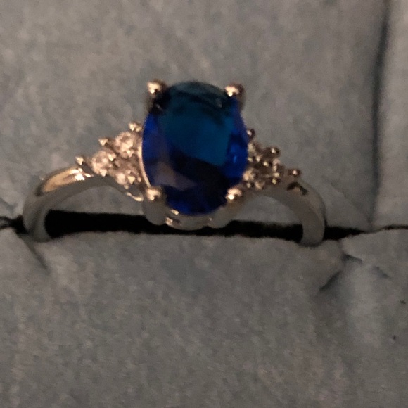 Boutique 9 Jewelry - SterlingSilver & Blue Sapphire ? Diamond  Ring